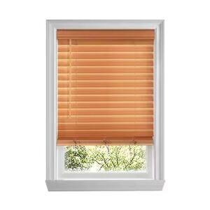 Chestnut Cordless Premium Faux Wood blinds with 2.5 in. Slats 40 in. W x 72 in L